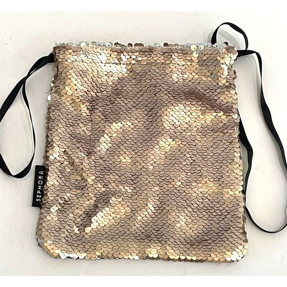 Sequined Makeup Bag Rose Gold Drawstring Pouch Limited Edition Lot of 6 Girls - Picture 7 of 16